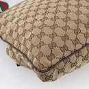 GUCCI GG Canvas Web Sherry Line Shoulder Bag Beige Silver 169937 Auth ki7001A-13