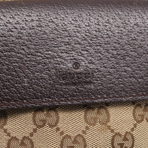 GUCCI GG Canvas Web Sherry Line Shoulder Bag Beige Silver 169937 Auth ki7001A