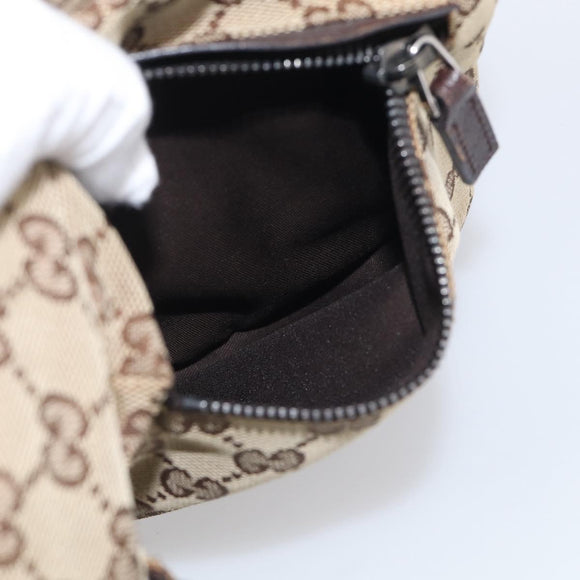 GUCCI GG Canvas Web Sherry Line Shoulder Bag Beige Silver 169937 Auth ki7001A