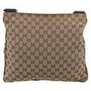 GUCCI GG Canvas Web Sherry Line Shoulder Bag Beige Silver 169937 Auth ki7001A-3