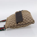 GUCCI GG Canvas Web Sherry Line Shoulder Bag Beige Silver 169937 Auth ki7001A-4