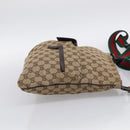 GUCCI GG Canvas Web Sherry Line Shoulder Bag Beige Silver 169937 Auth ki7001A-5