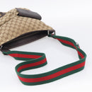 GUCCI GG Canvas Web Sherry Line Shoulder Bag Beige Silver 169937 Auth ki7001A-7