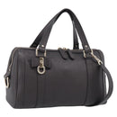 GUCCI Mini Boston Bag Leather 2way Dark Brown Gold 336665 Auth ki7002M-1