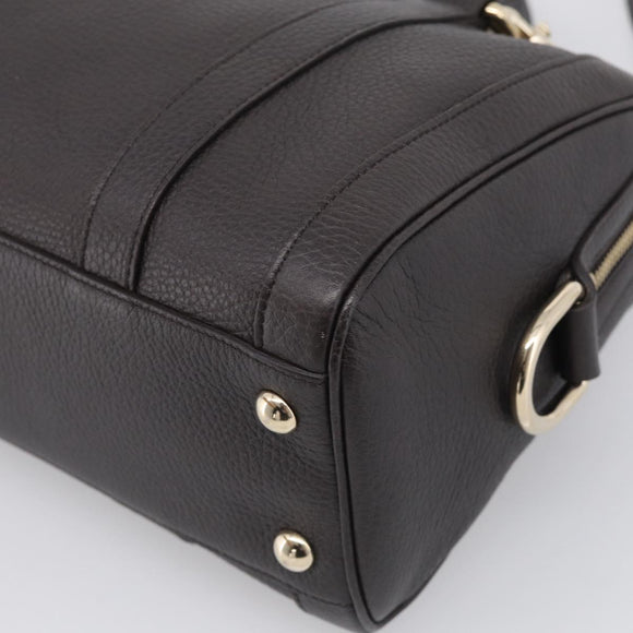 GUCCI Mini Boston Bag Leather 2way Dark Brown Gold 336665 Auth ki7002M