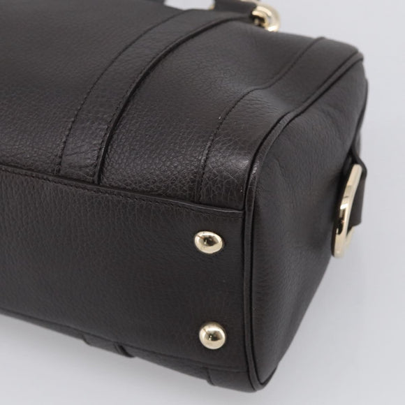 GUCCI Mini Boston Bag Leather 2way Dark Brown Gold 336665 Auth ki7002M
