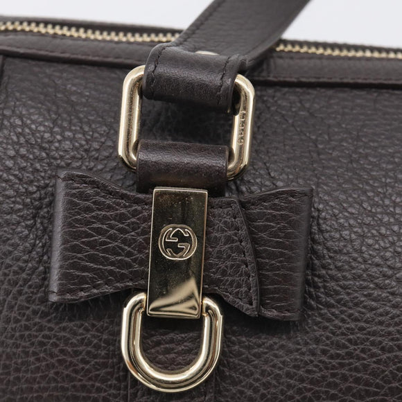 GUCCI Mini Boston Bag Leather 2way Dark Brown Gold 336665 Auth ki7002M