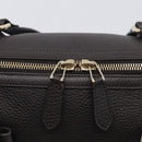 GUCCI Mini Boston Bag Leather 2way Dark Brown Gold 336665 Auth ki7002M-17
