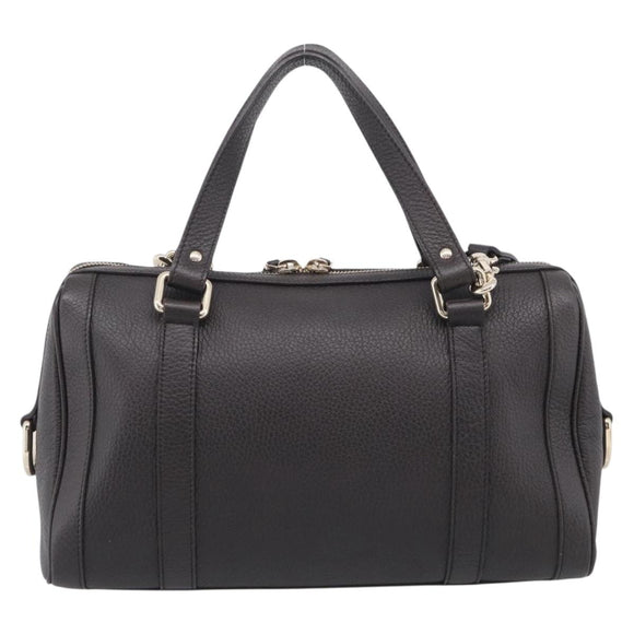 GUCCI Mini Boston Bag Leather 2way Dark Brown Gold 336665 Auth ki7002M