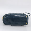 PRADA Tote Bag Leather 2way Blue Gold Auth ki7003V-11