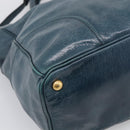 PRADA Tote Bag Leather 2way Blue Gold Auth ki7003V-13
