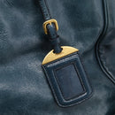 PRADA Tote Bag Leather 2way Blue Gold Auth ki7003V-16