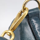 PRADA Tote Bag Leather 2way Blue Gold Auth ki7003V-18