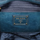 PRADA Tote Bag Leather 2way Blue Gold Auth ki7003V-19