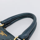 PRADA Tote Bag Leather 2way Blue Gold Auth ki7003V-8