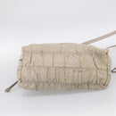PRADA Gathered Hand Bag Nylon Leather 2way Beige Gold Auth ki7004-12