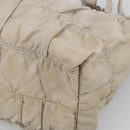 PRADA Gathered Hand Bag Nylon Leather 2way Beige Gold Auth ki7004-13