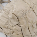 PRADA Gathered Hand Bag Nylon Leather 2way Beige Gold Auth ki7004-14