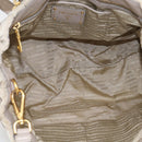PRADA Gathered Hand Bag Nylon Leather 2way Beige Gold Auth ki7004-19