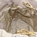 PRADA Gathered Hand Bag Nylon Leather 2way Beige Gold Auth ki7004-20