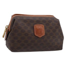 CELINE Macadam Canvas Pouch PVC Leather Brown Gold Auth ki7007-1