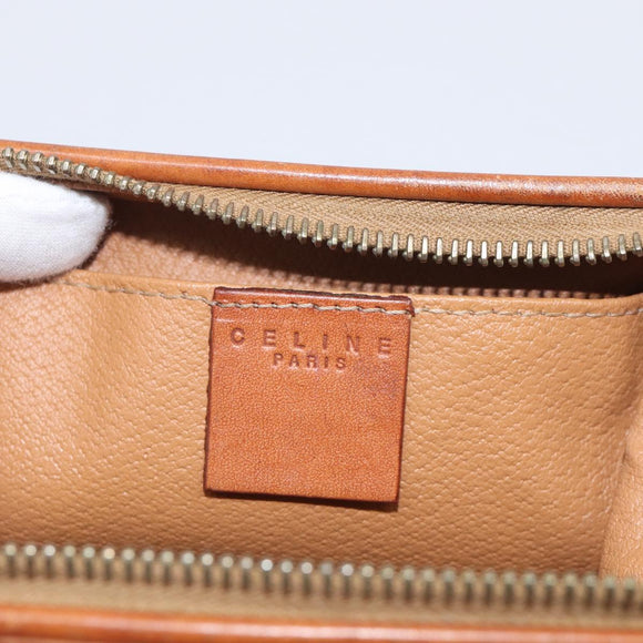 CELINE Macadam Canvas Pouch PVC Leather Brown Gold Auth ki7007