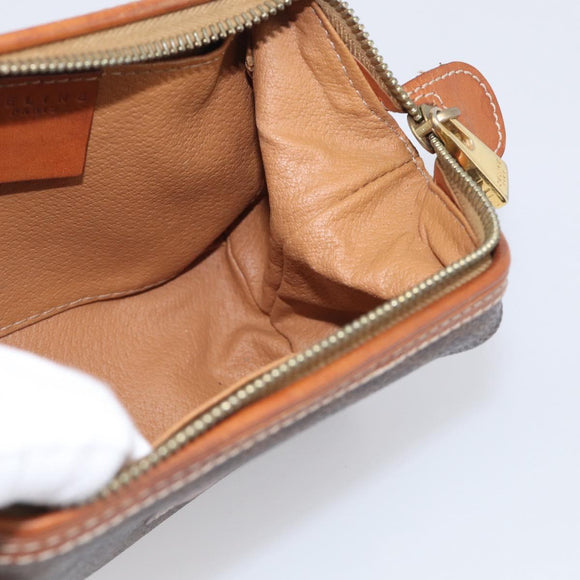 CELINE Macadam Canvas Pouch PVC Leather Brown Gold Auth ki7007
