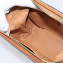 CELINE Macadam Canvas Pouch PVC Leather Brown Gold Auth ki7007-16