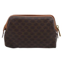 CELINE Macadam Canvas Pouch PVC Leather Brown Gold Auth ki7007-3