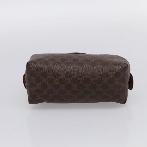 CELINE Macadam Canvas Pouch PVC Leather Brown Gold Auth ki7007