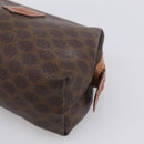CELINE Macadam Canvas Pouch PVC Leather Brown Gold Auth ki7007-8