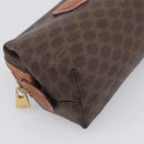 CELINE Macadam Canvas Pouch PVC Leather Brown Gold Auth ki7007-9