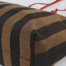 FENDI Pequin Canvas Tote Bag Brown Black Auth ki7008V-10