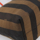FENDI Pequin Canvas Tote Bag Brown Black Auth ki7008V-11