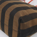 FENDI Pequin Canvas Tote Bag Brown Black Auth ki7008V-12