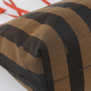 FENDI Pequin Canvas Tote Bag Brown Black Auth ki7008V-13