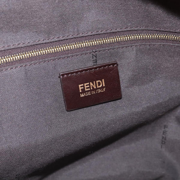 FENDI Pequin Canvas Tote Bag Brown Black Auth ki7008V