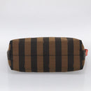 FENDI Pequin Canvas Tote Bag Brown Black Auth ki7008V-9