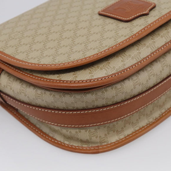 CELINE Macadam Canvas Shoulder Bag PVC Beige Gold Auth ki7009V