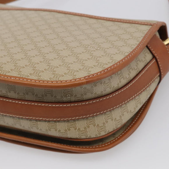 CELINE Macadam Canvas Shoulder Bag PVC Beige Gold Auth ki7009V