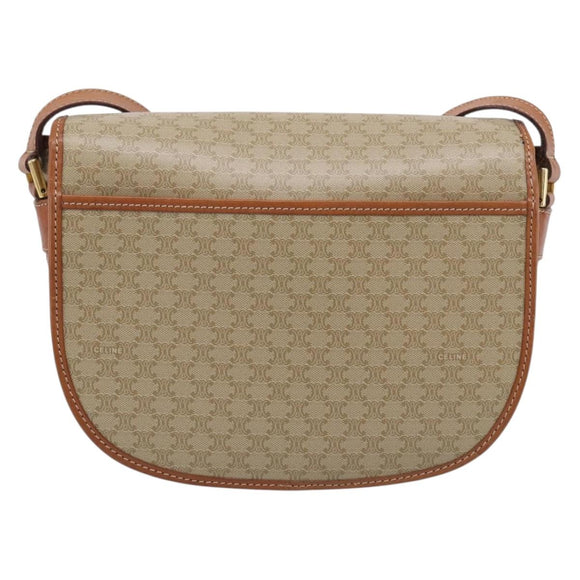 CELINE Macadam Canvas Shoulder Bag PVC Beige Gold Auth ki7009V