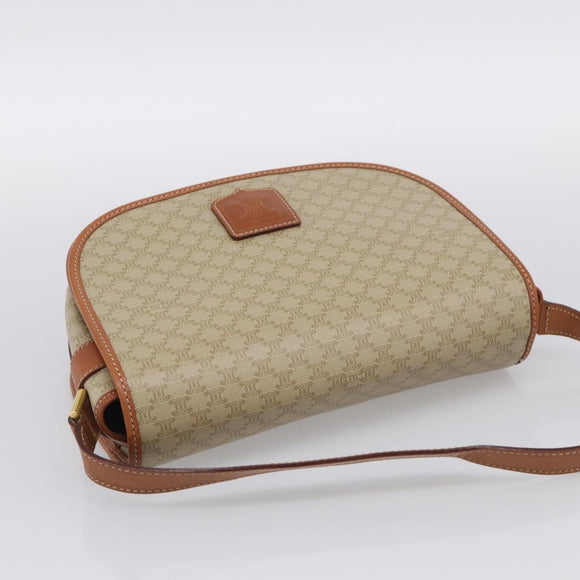 CELINE Macadam Canvas Shoulder Bag PVC Beige Gold Auth ki7009V