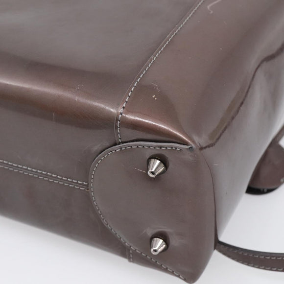Christian Dior Maris Pearl Tote Bag Patent Leather 2way Gray Silver Auth ki7012A