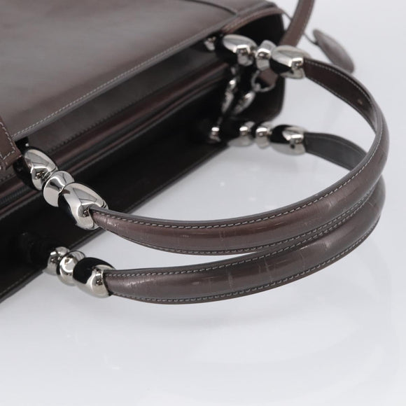 Christian Dior Maris Pearl Tote Bag Patent Leather 2way Gray Silver Auth ki7012A