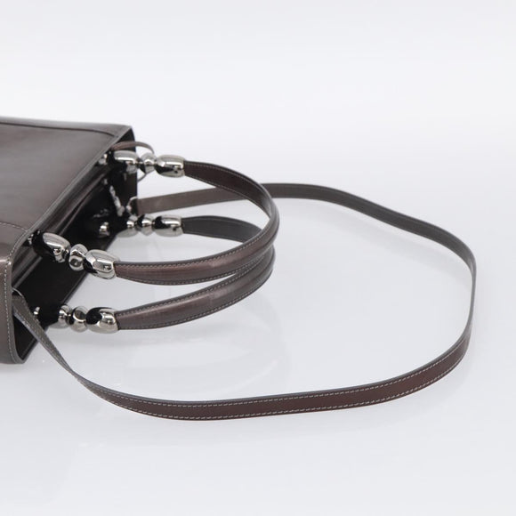 Christian Dior Maris Pearl Tote Bag Patent Leather 2way Gray Silver Auth ki7012A