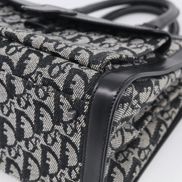 Christian Dior Trotter Canvas Tote Bag Black Silver Auth ki7013M