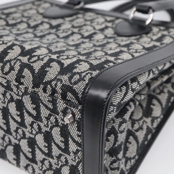 Christian Dior Trotter Canvas Tote Bag Black Silver Auth ki7013M