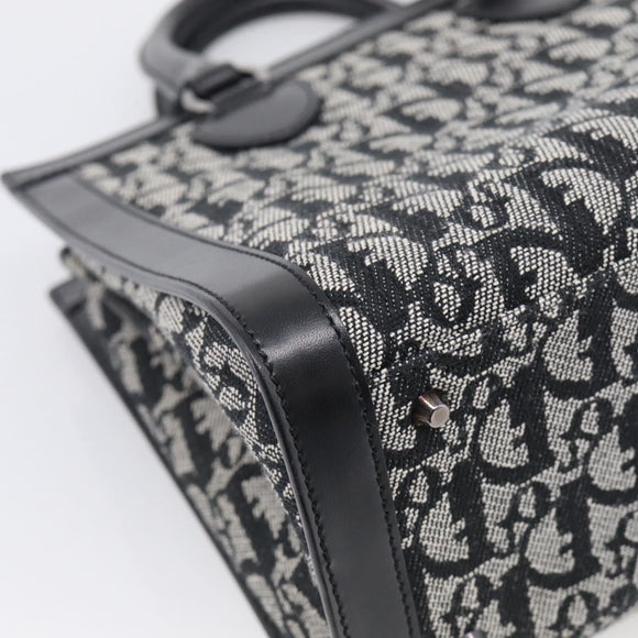 Christian Dior Trotter Canvas Tote Bag Black Silver Auth ki7013M