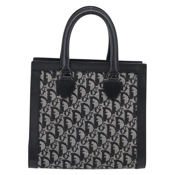 Christian Dior Trotter Canvas Tote Bag Black Silver Auth ki7013M