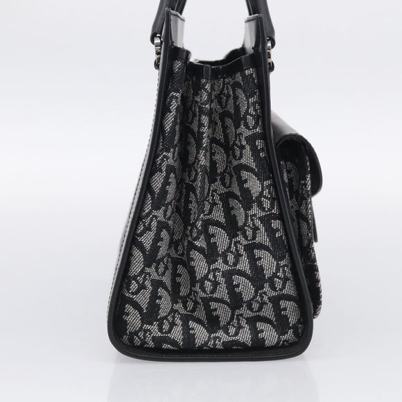 Christian Dior Trotter Canvas Tote Bag Black Silver Auth ki7013M